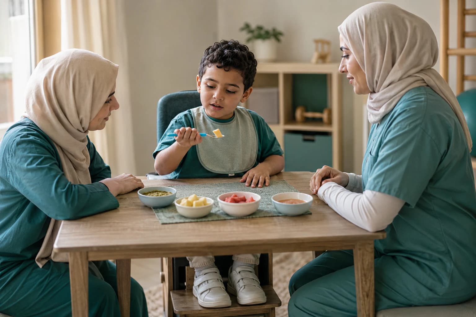مشهد توضيحي لخدمة العلاج الفموي الحركي وصعوبات الأكل في BENE